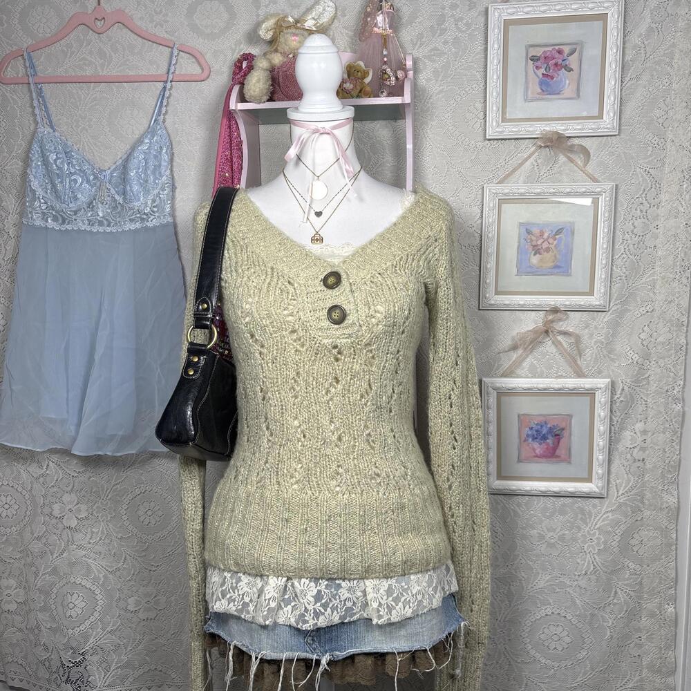 y2k vintage cozy knit layering sweater‎